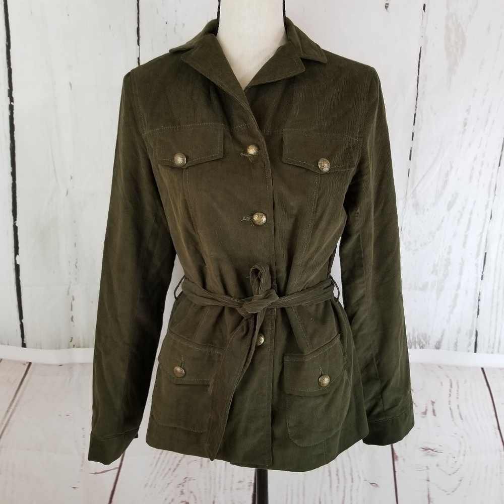 Casual Corner Jacket Sz 2 Corduroy Olive Green